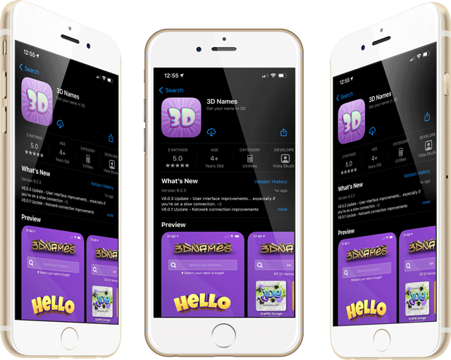 Brand New 3D Names App for iOS and Android