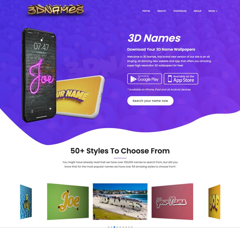 New 3D Names Website Launch (V7)