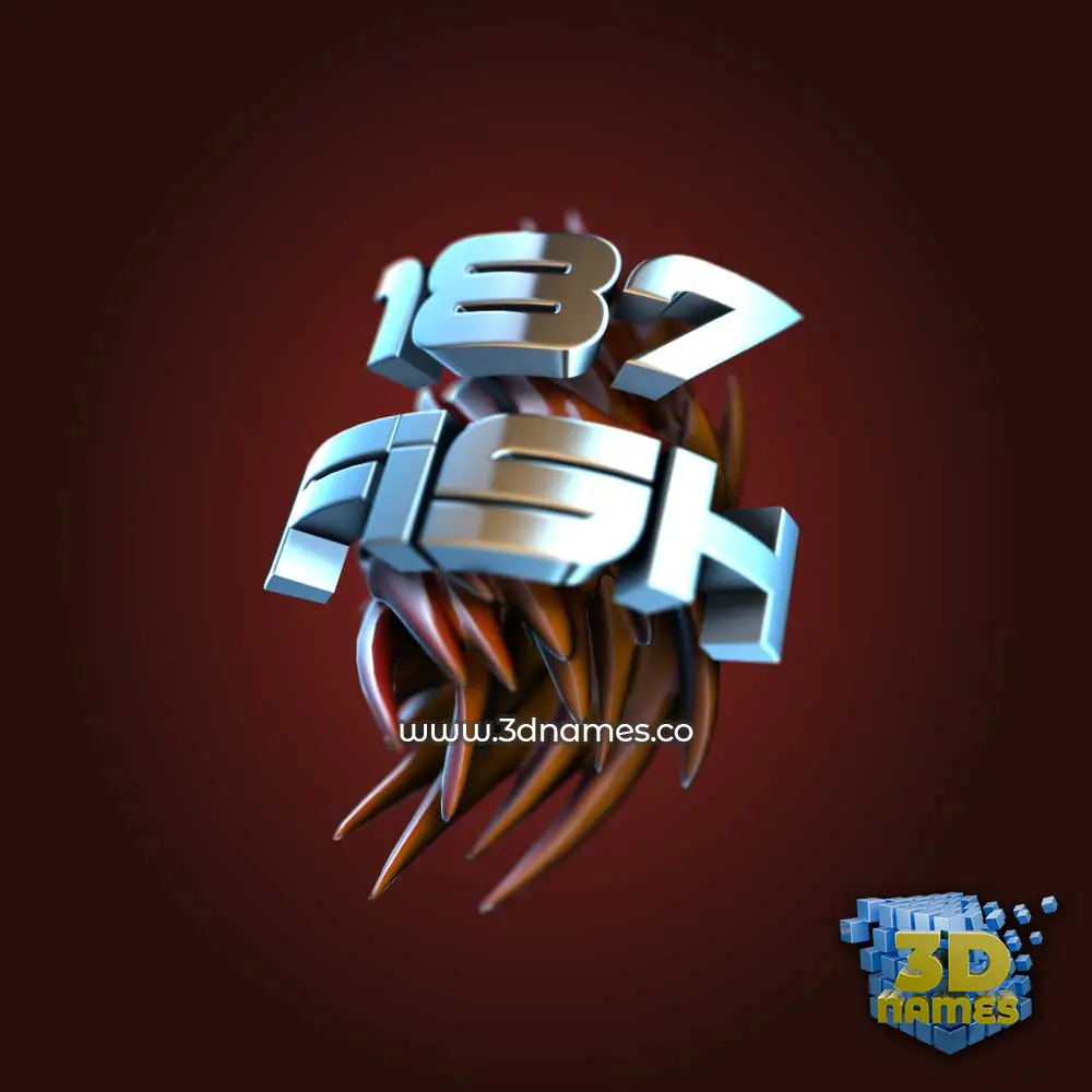 187 fish in Red Twisted style - 3D name wallpaper