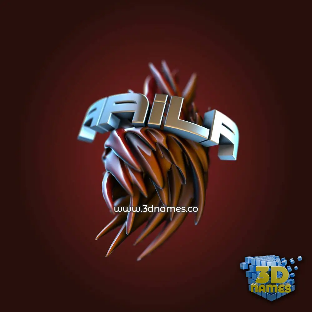 aaila in Red Twisted style - 3D name wallpaper
