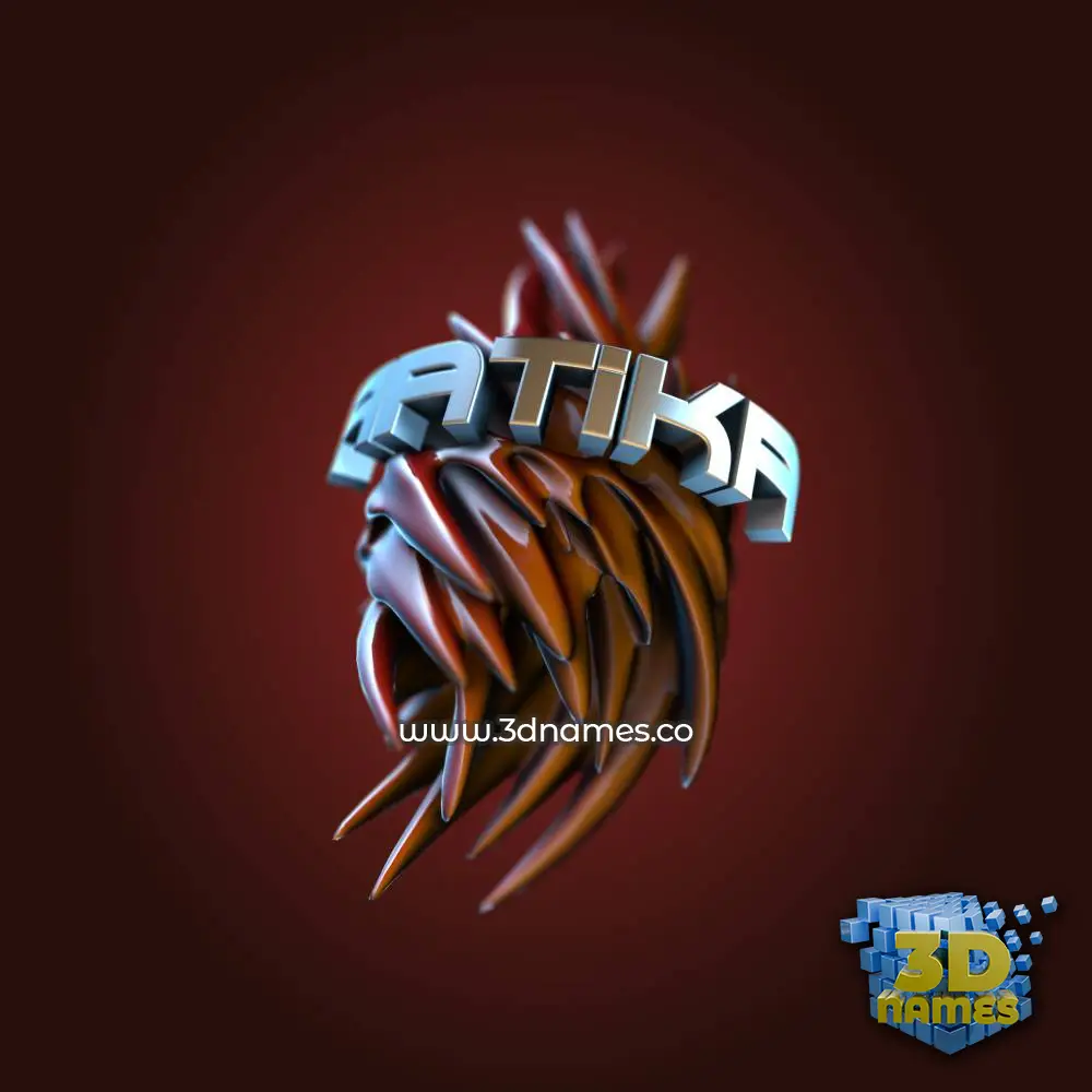 aatika in Red Twisted style - 3D name wallpaper