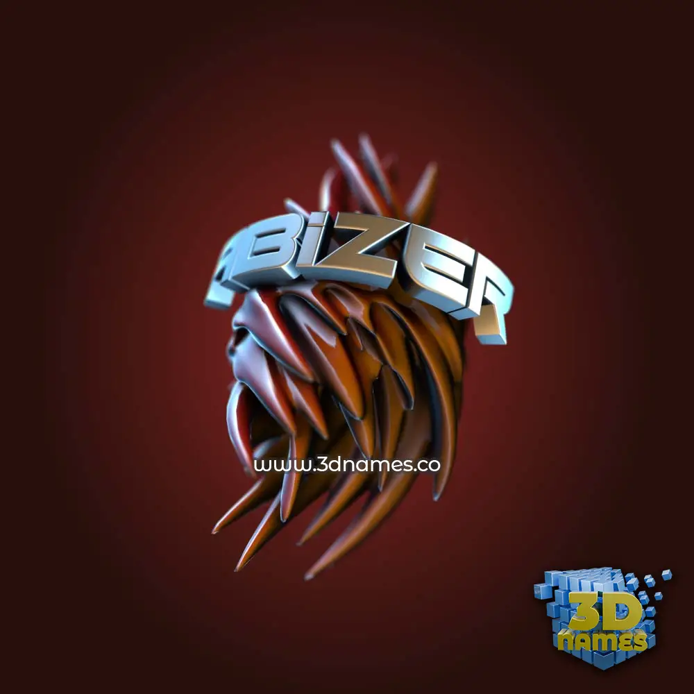 abizer in Red Twisted style - 3D name wallpaper