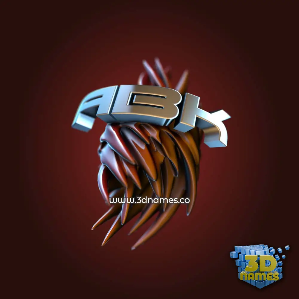 abk in Red Twisted style - 3D name wallpaper