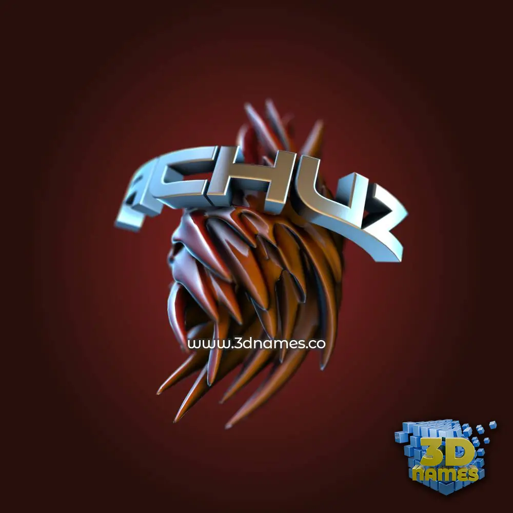 achuz in Red Twisted style - 3D name wallpaper