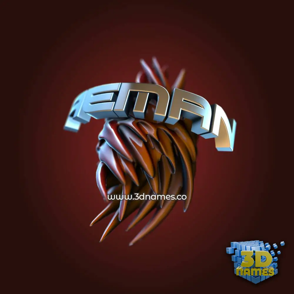 aeman in Red Twisted style - 3D name wallpaper