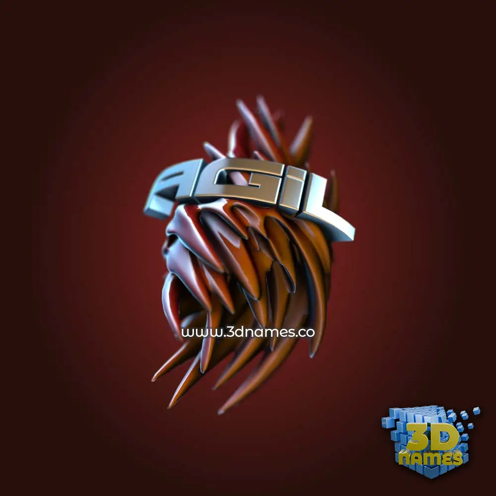 agil in Red Twisted style - 3D name wallpaper