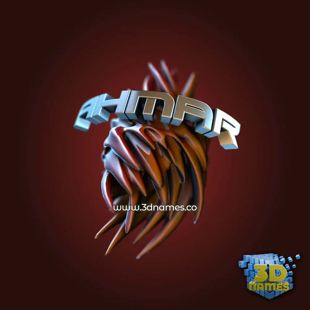 ahmar in Red Twisted style - 3D name wallpaper