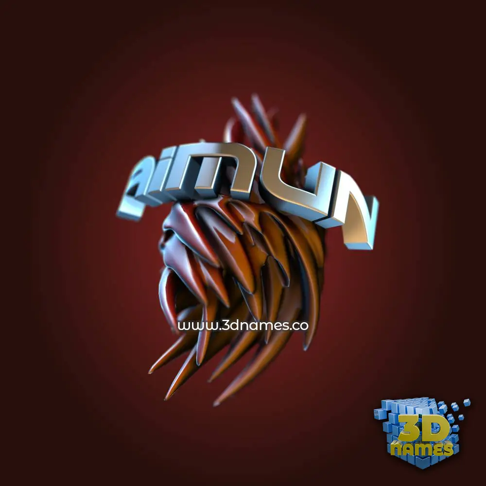 aimun in Red Twisted style - 3D name wallpaper