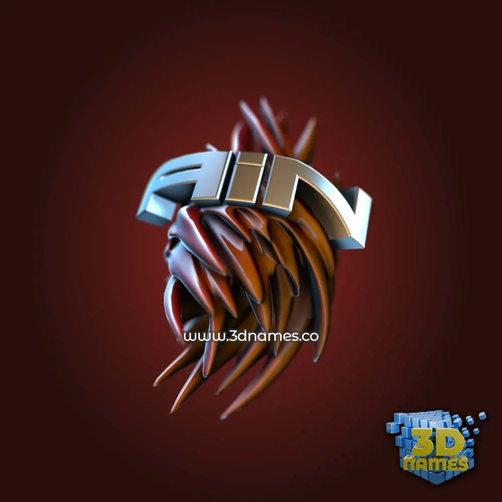 ain in Red Twisted style - 3D name wallpaper