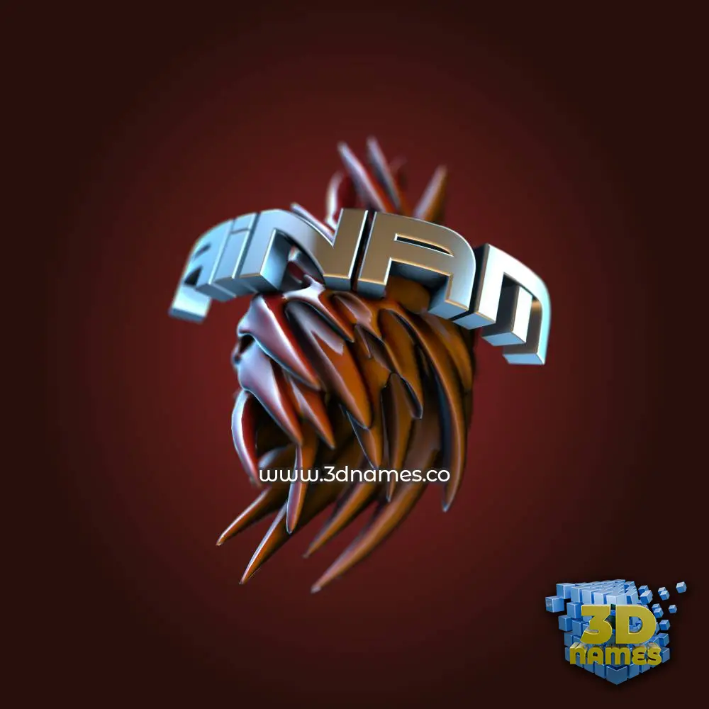 ainam in Red Twisted style - 3D name wallpaper