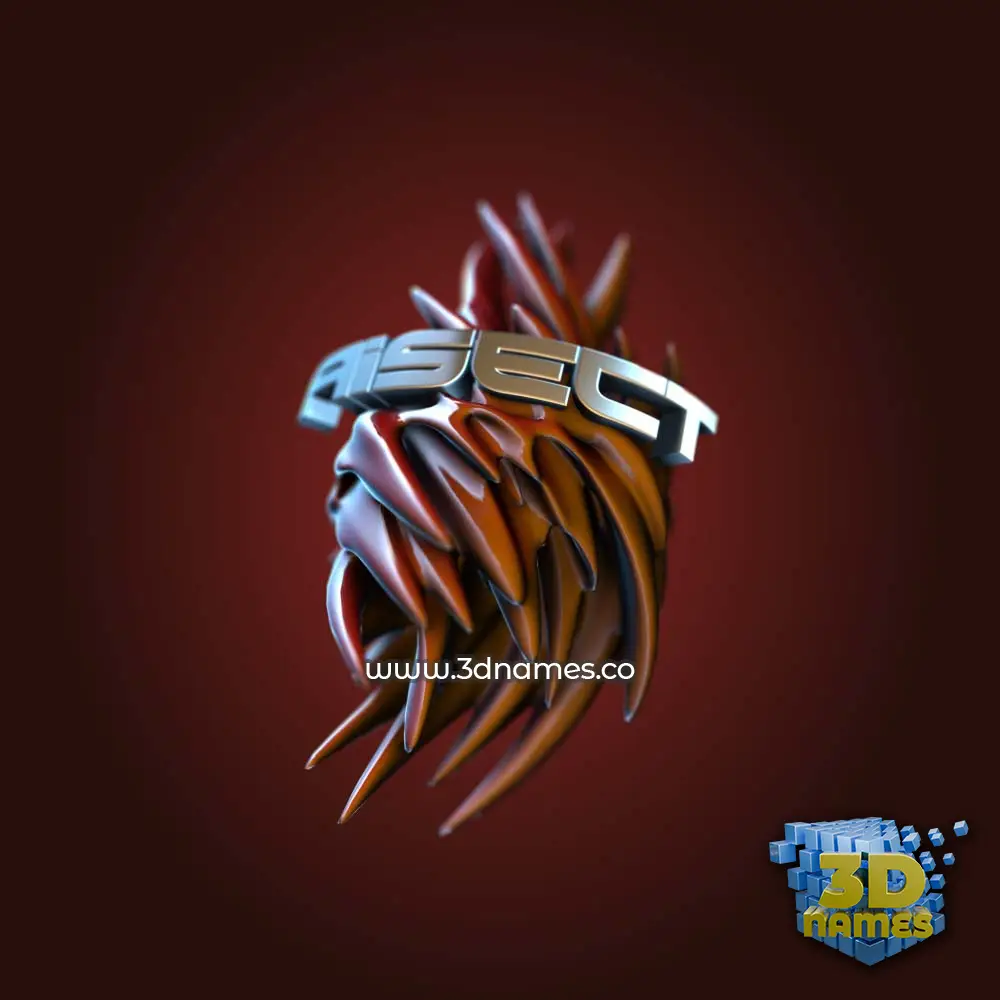 aisect in Red Twisted style - 3D name wallpaper