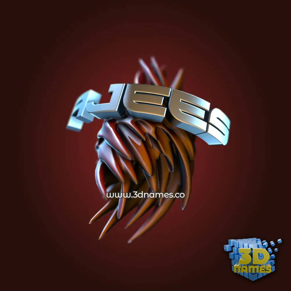 ajees in Red Twisted style - 3D name wallpaper
