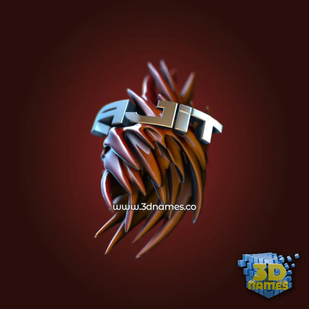 ajit in Red Twisted style - 3D name wallpaper