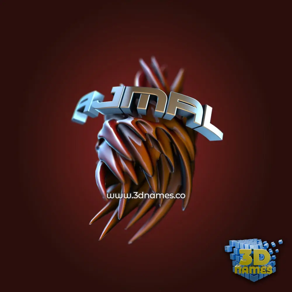 ajmal in Red Twisted style - 3D name wallpaper