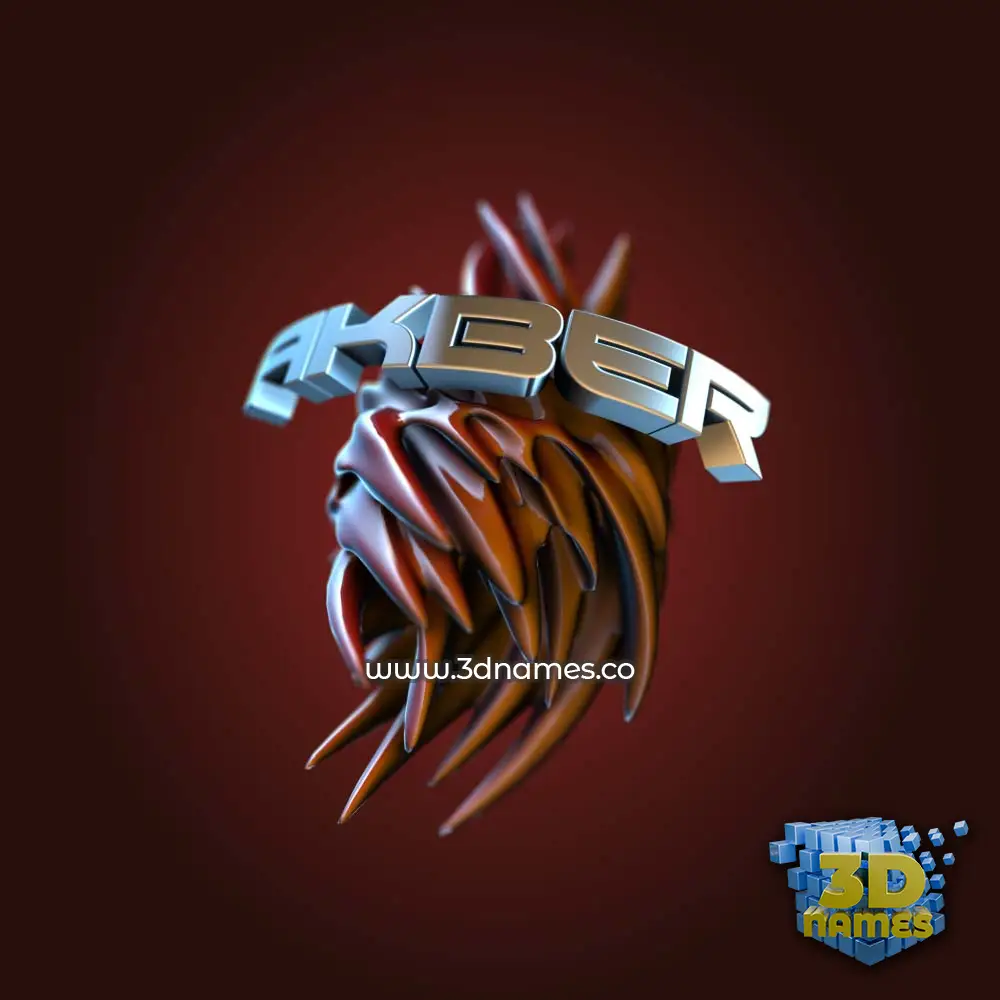 akber in Red Twisted style - 3D name wallpaper