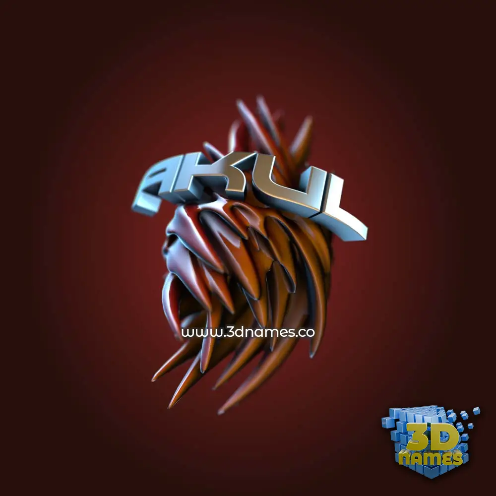 akul in Red Twisted style - 3D name wallpaper