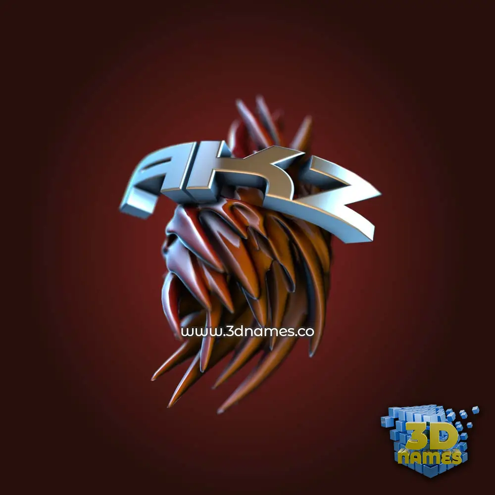 akz in Red Twisted style - 3D name wallpaper