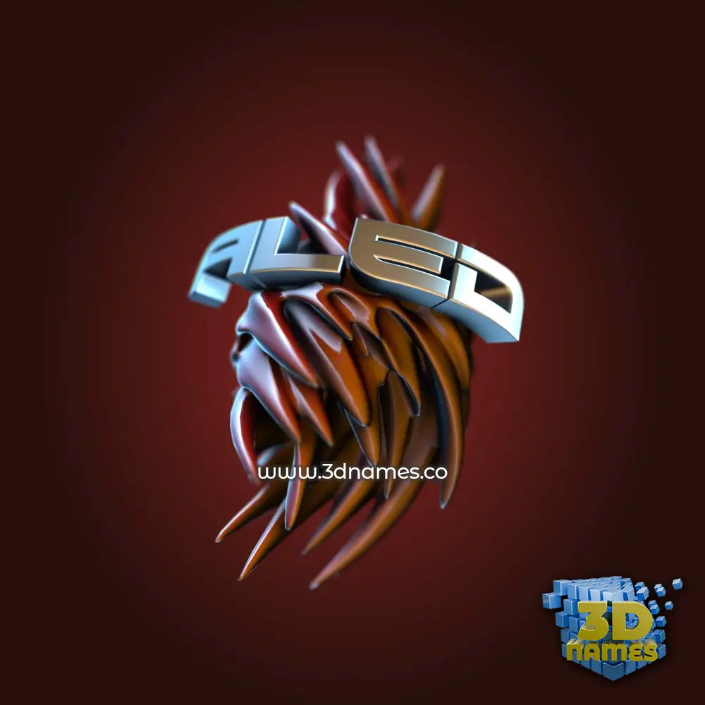 aled in Red Twisted style - 3D name wallpaper
