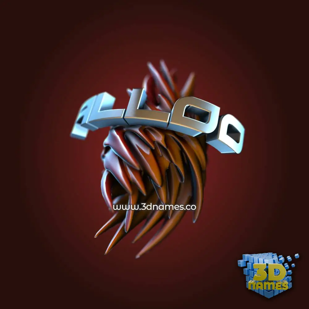 alloo in Red Twisted style - 3D name wallpaper
