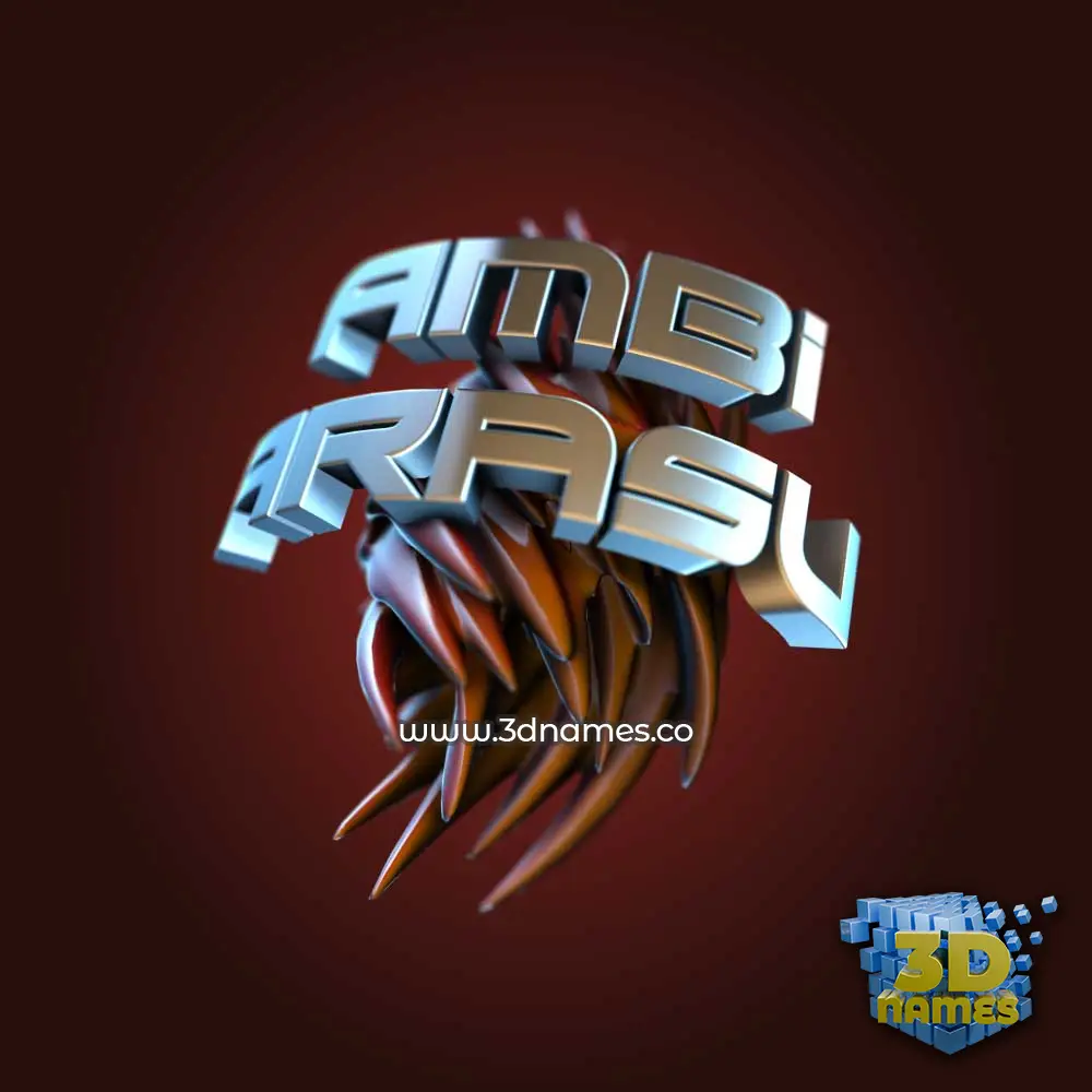 ambi arasu in Red Twisted style - 3D name wallpaper