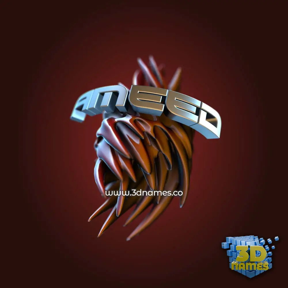 ameed in Red Twisted style - 3D name wallpaper