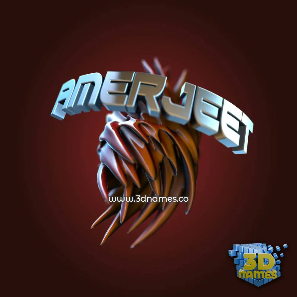 amerjeet in Red Twisted style - 3D name wallpaper