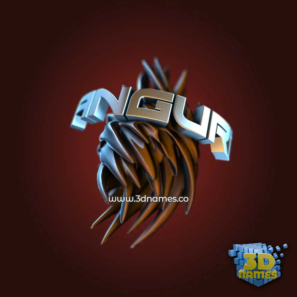 anguri in Red Twisted style - 3D name wallpaper