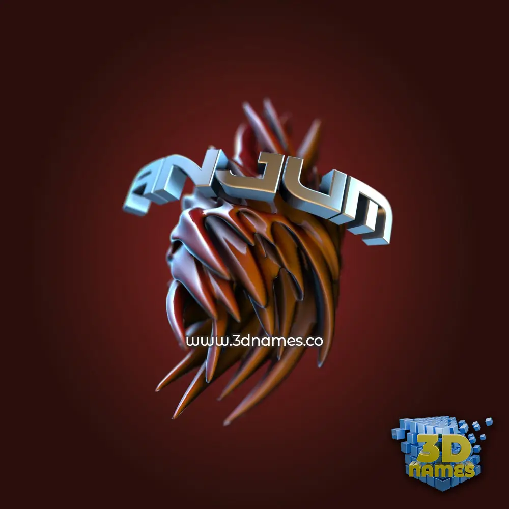 anjum in Red Twisted style - 3D name wallpaper