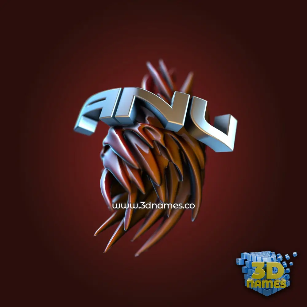 anu in Red Twisted style - 3D name wallpaper