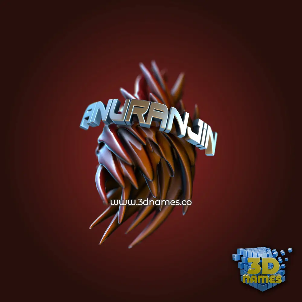 anuranjin in Red Twisted style - 3D name wallpaper