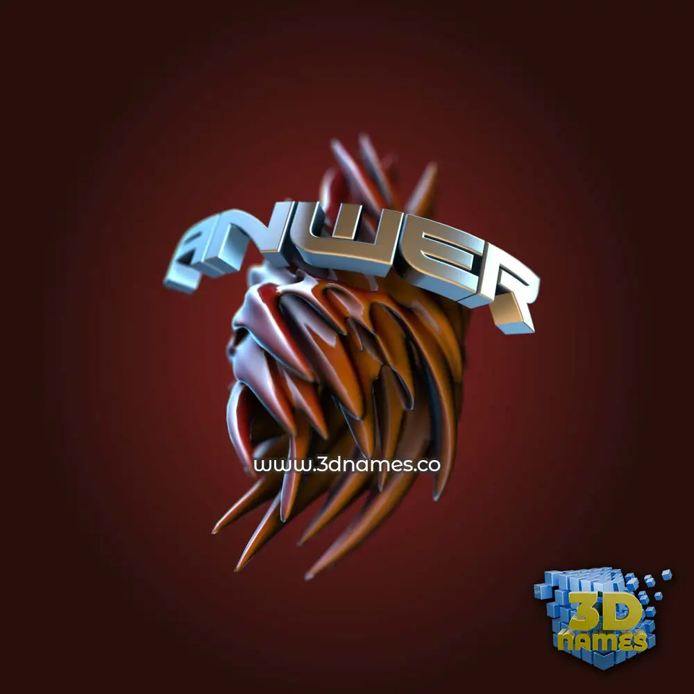 anwer in Red Twisted style - 3D name wallpaper
