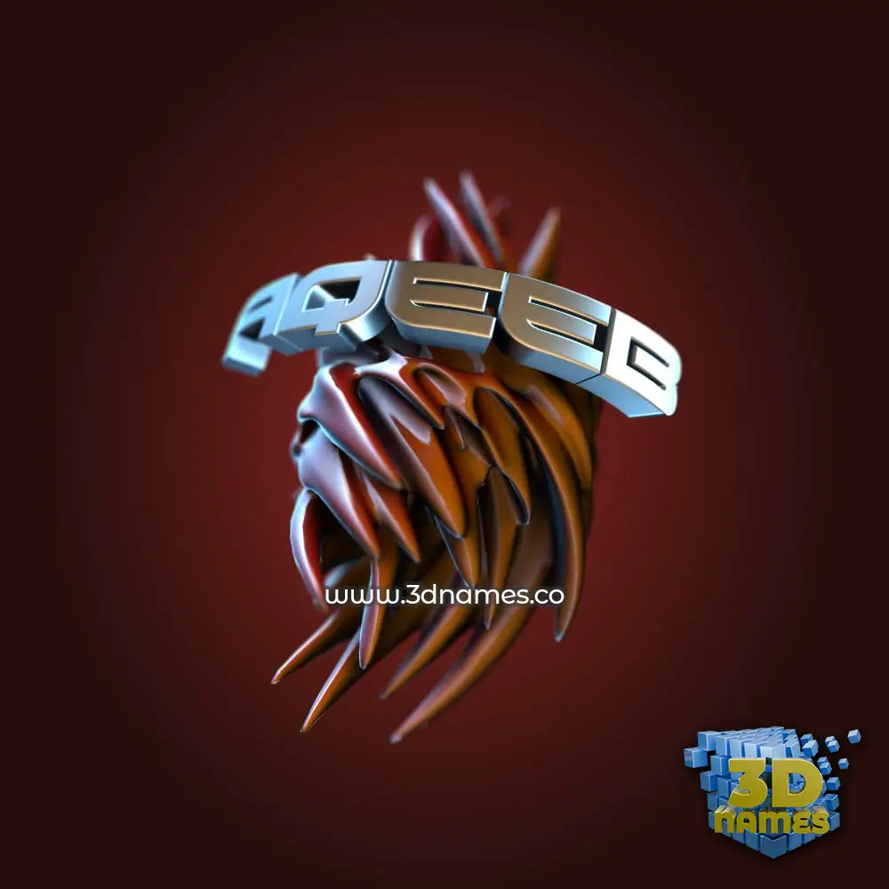 aqeeb in Red Twisted style - 3D name wallpaper
