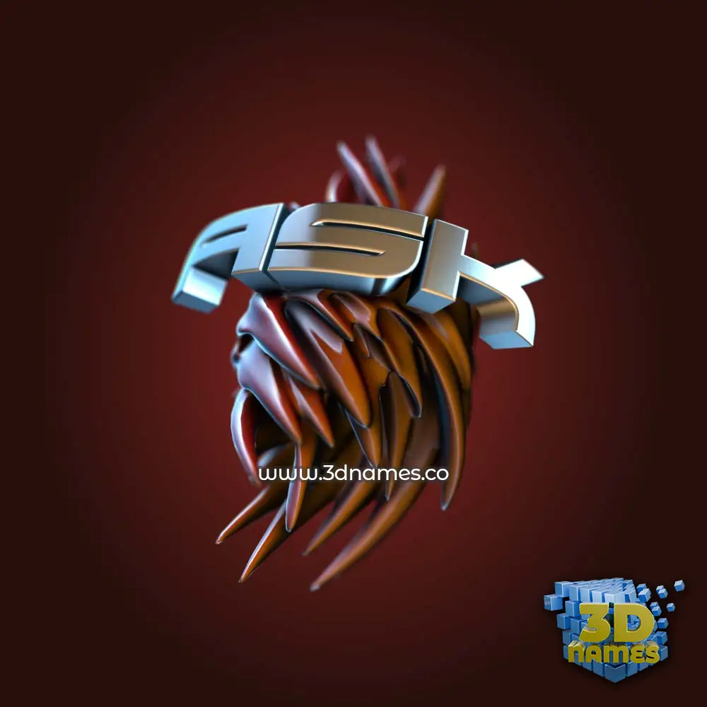 ask in Red Twisted style - 3D name wallpaper