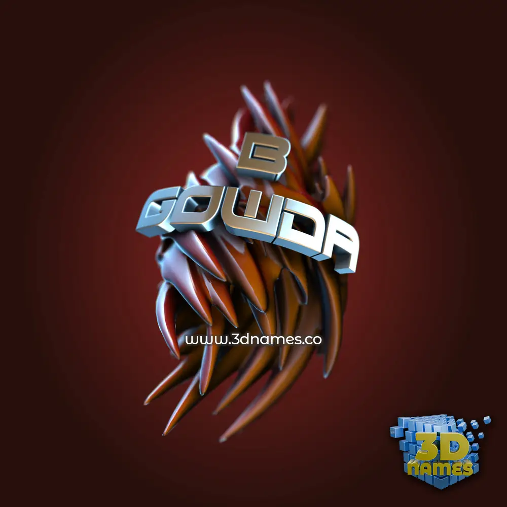 b gowda in Red Twisted style - 3D name wallpaper