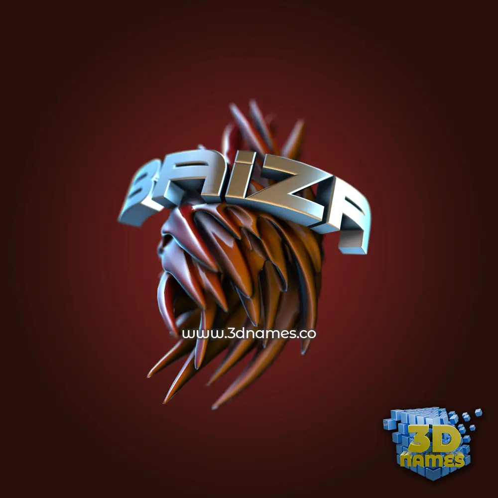 baiza in Red Twisted style - 3D name wallpaper