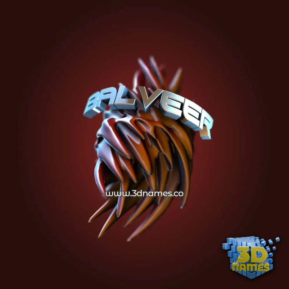 balveer in Red Twisted style - 3D name wallpaper