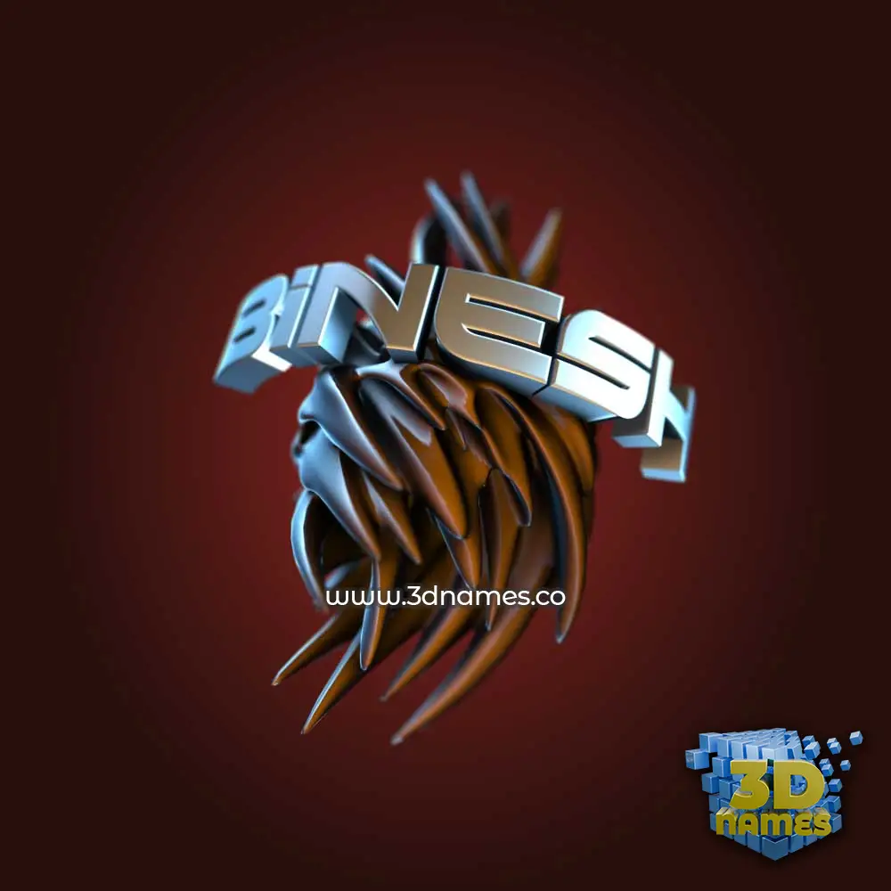binesh in Red Twisted style - 3D name wallpaper