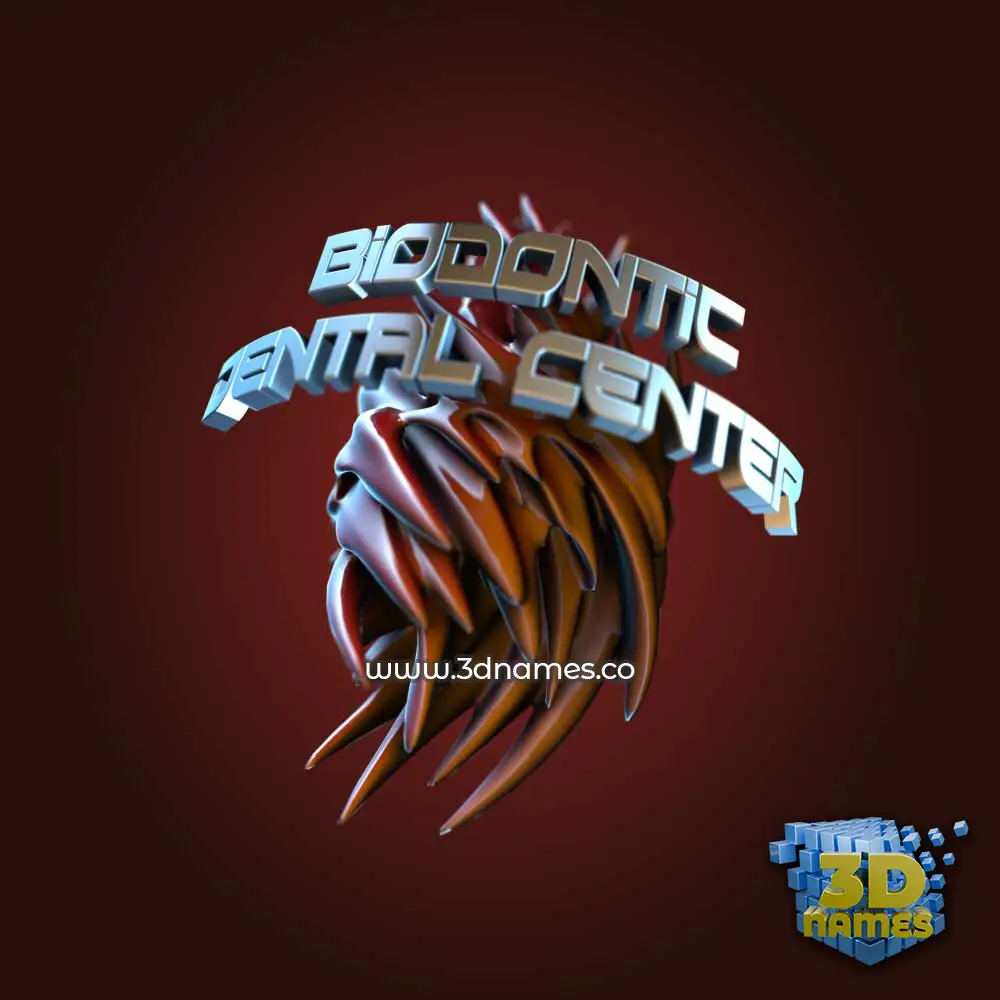 biodontic dental center in Red Twisted style - 3D name wallpaper