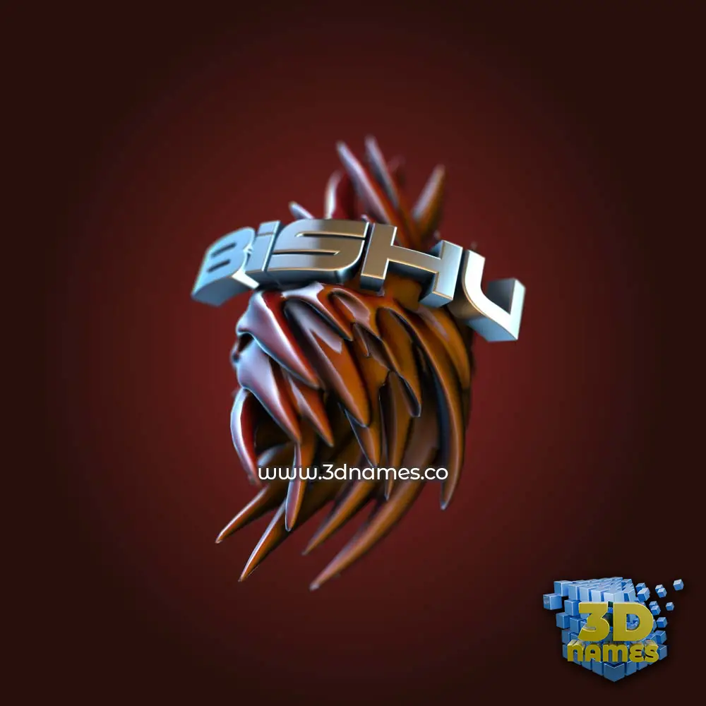bishu in Red Twisted style - 3D name wallpaper