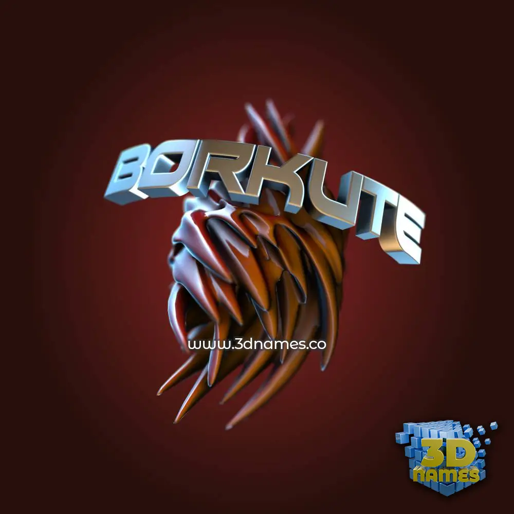 borkute in Red Twisted style - 3D name wallpaper