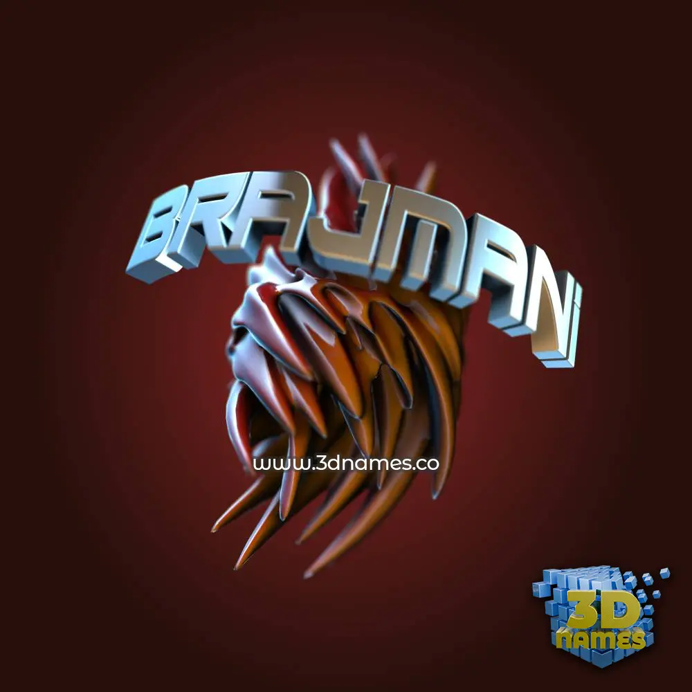brajmani in Red Twisted style - 3D name wallpaper