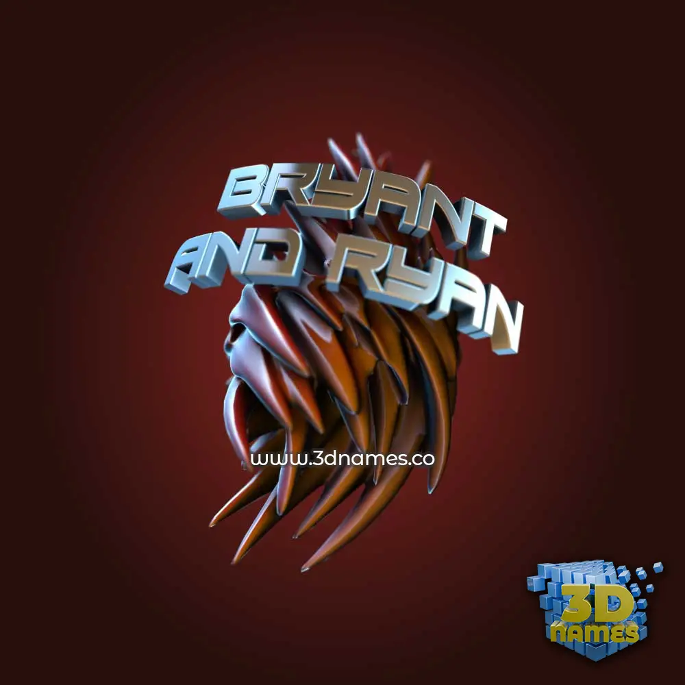 bryant and ryan in Red Twisted style - 3D name wallpaper