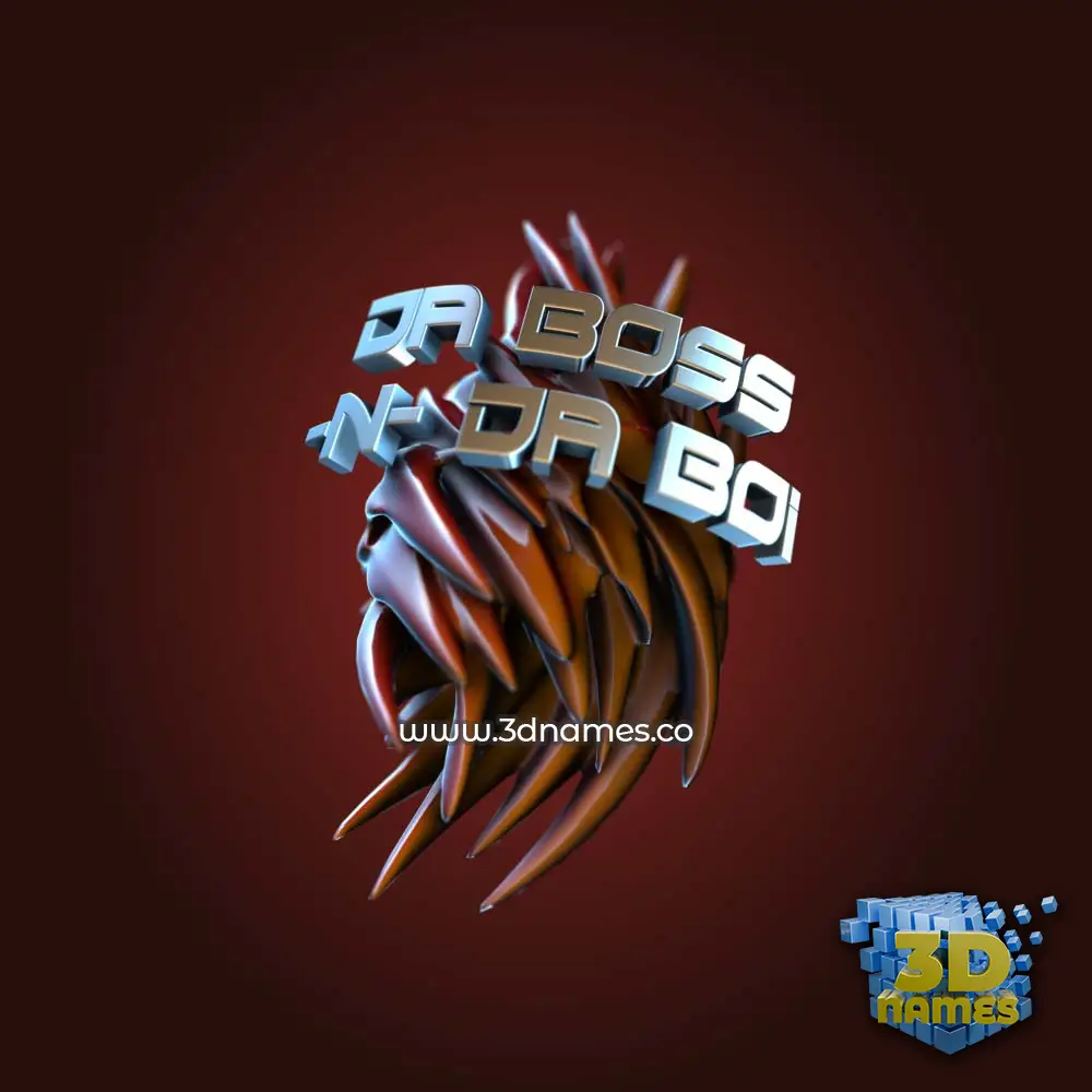 da boss -n- da boi in Red Twisted style - 3D name wallpaper