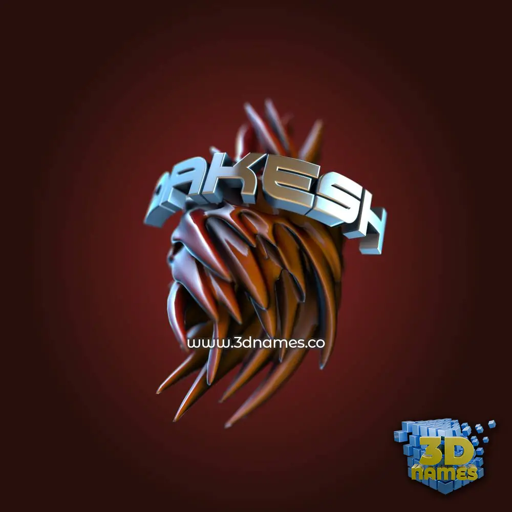dakesh in Red Twisted style - 3D name wallpaper