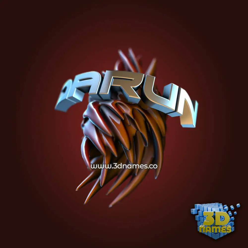 darun in Red Twisted style - 3D name wallpaper