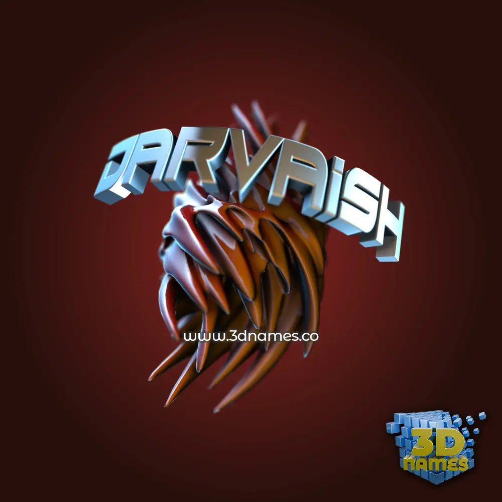 darvaish in Red Twisted style - 3D name wallpaper