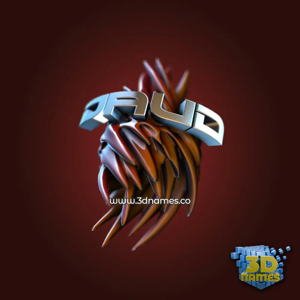 daud in Red Twisted style - 3D name wallpaper