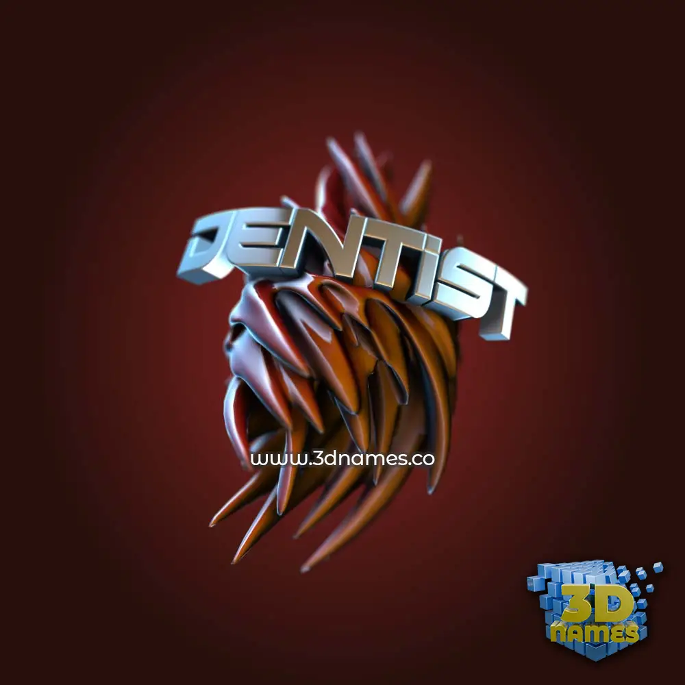 dentist in Red Twisted style - 3D name wallpaper