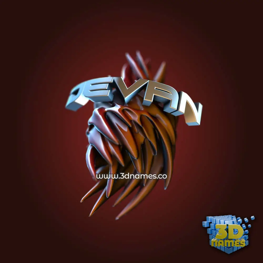 devan in Red Twisted style - 3D name wallpaper
