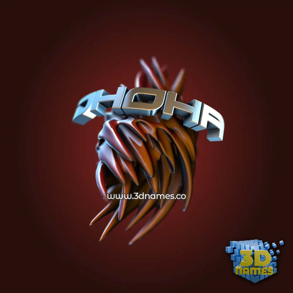 dhoha in Red Twisted style - 3D name wallpaper